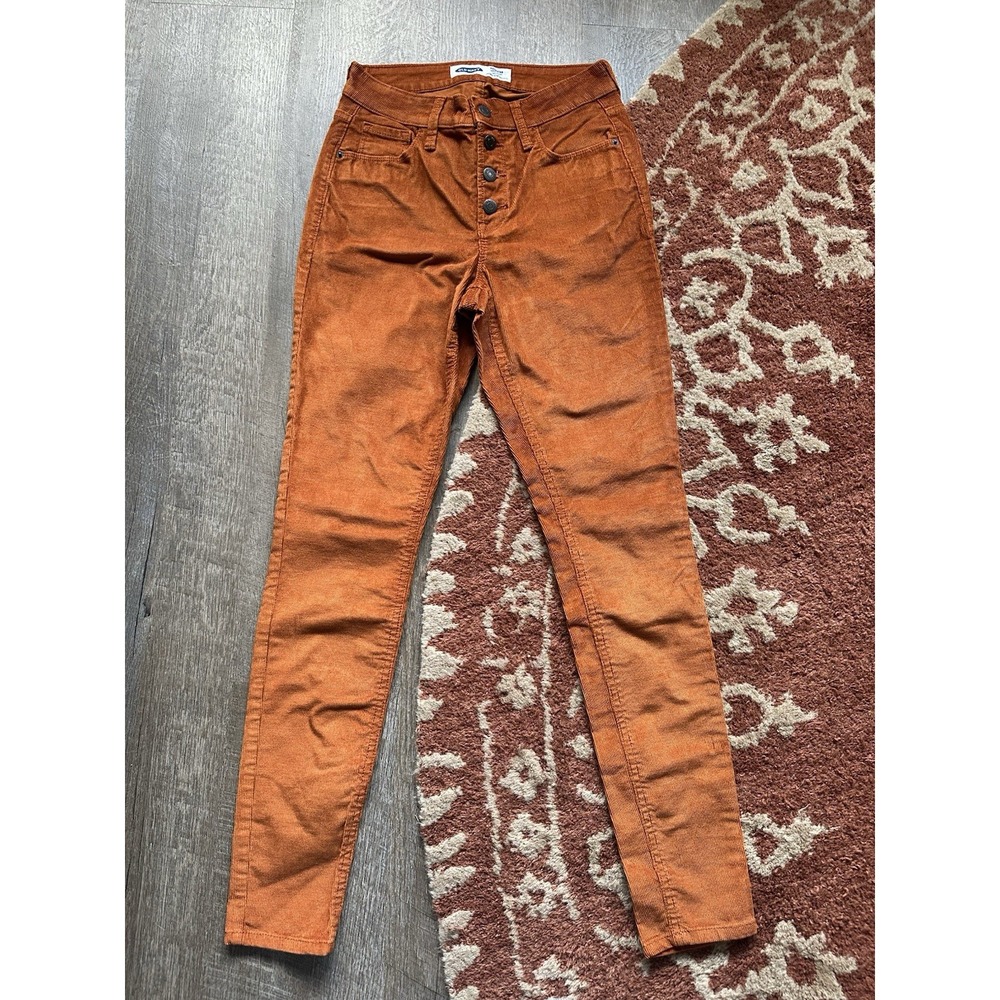 Old Navy Orange Corduroy Rockstar High Rise‎ Super Skinny Jeans 0